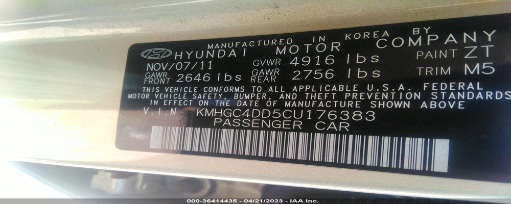KMHGC4DD5CU176383 2012 HYUNDAI GENESIS photo no. 9