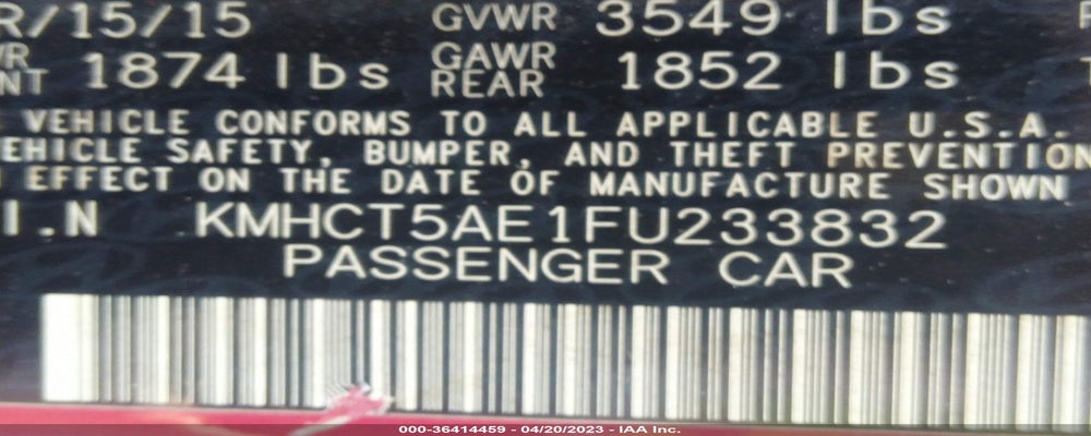 KMHCT5AE1FU233832 2015 HYUNDAI ACCENT photo no. 9