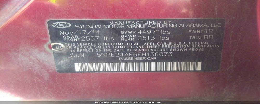 5NPE24AF6FH136073 2015 HYUNDAI SONATA photo no. 9