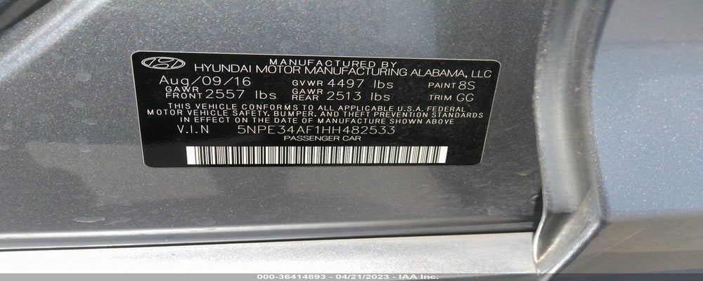 5NPE34AF1HH482533 2017 HYUNDAI SONATA photo no. 9
