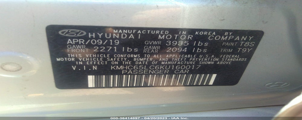 KMHC65LC6KU160017 2019 HYUNDAI IONIQ HYBRID photo no. 9