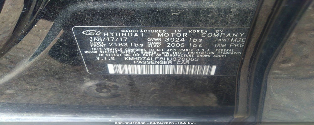KMHD74LF8HU378863 2017 HYUNDAI ELANTRA photo no. 9