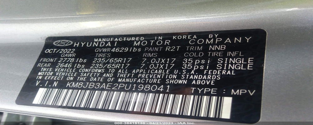 KM8JB3AE2PU198041 2023 HYUNDAI TUCSON photo no. 9