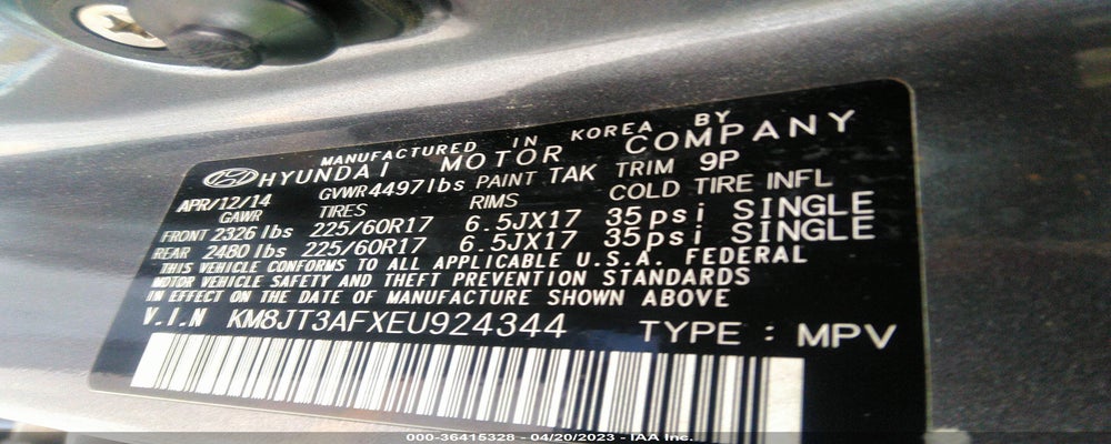 KM8JT3AFXEU924344 2014 HYUNDAI TUCSON photo no. 9