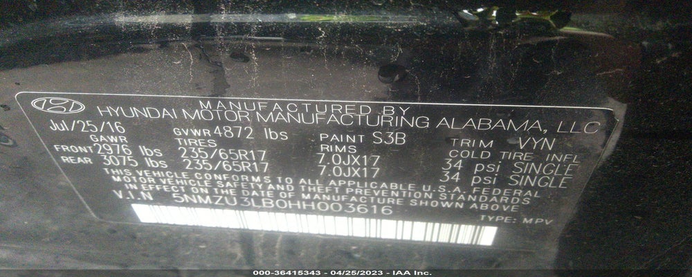 5NMZU3LB0HH003616 2017 HYUNDAI SANTA FE SPORT photo no. 9