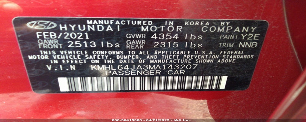 KMHL64JA3MA143207 2021 HYUNDAI SONATA photo no. 9