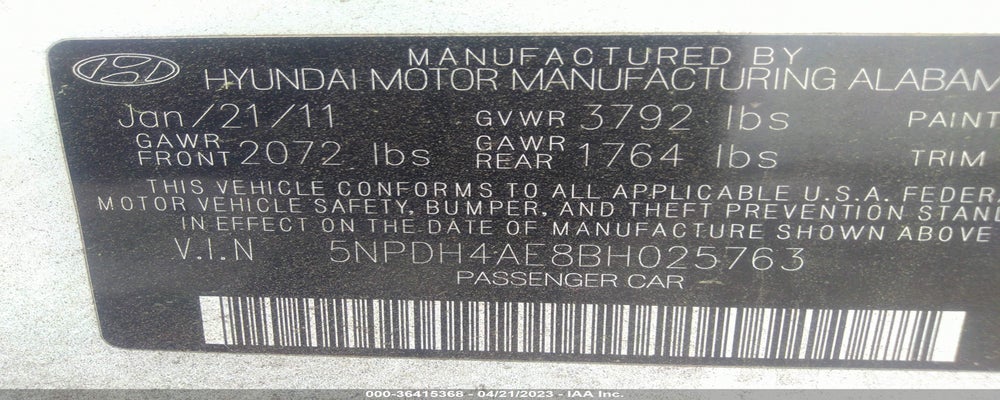 5NPDH4AE8BH025763 2011 HYUNDAI ELANTRA photo no. 9