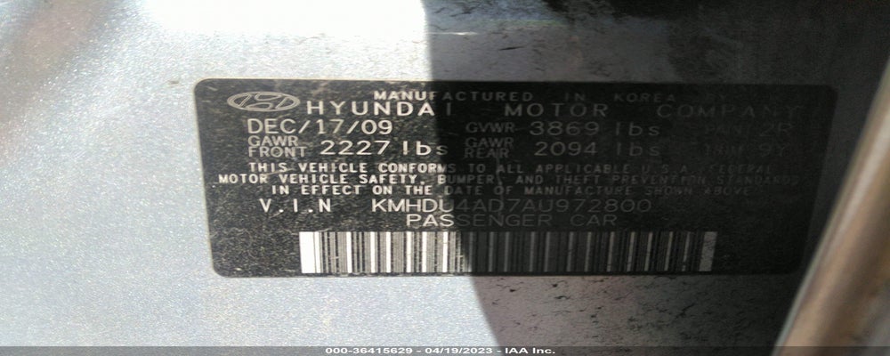 KMHDU4AD7AU972800 2010 HYUNDAI ELANTRA photo no. 9