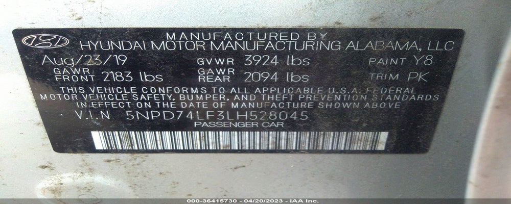 5NPD74LF3LH528045 2020 HYUNDAI ELANTRA photo no. 9