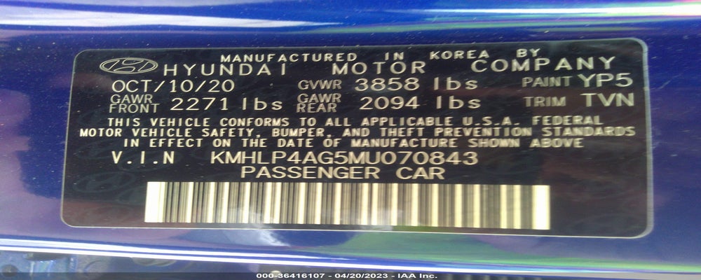 KMHLP4AG5MU070843 2021 HYUNDAI ELANTRA photo no. 9