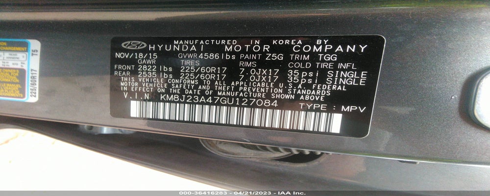 KM8J23A47GU127084 2016 HYUNDAI TUCSON photo no. 9