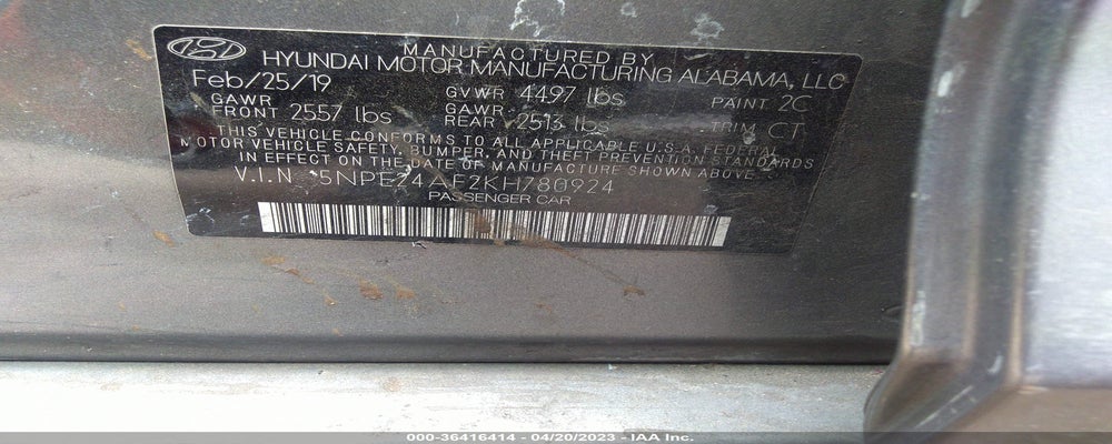 5NPE24AF2KH780924 2019 HYUNDAI SONATA photo no. 9