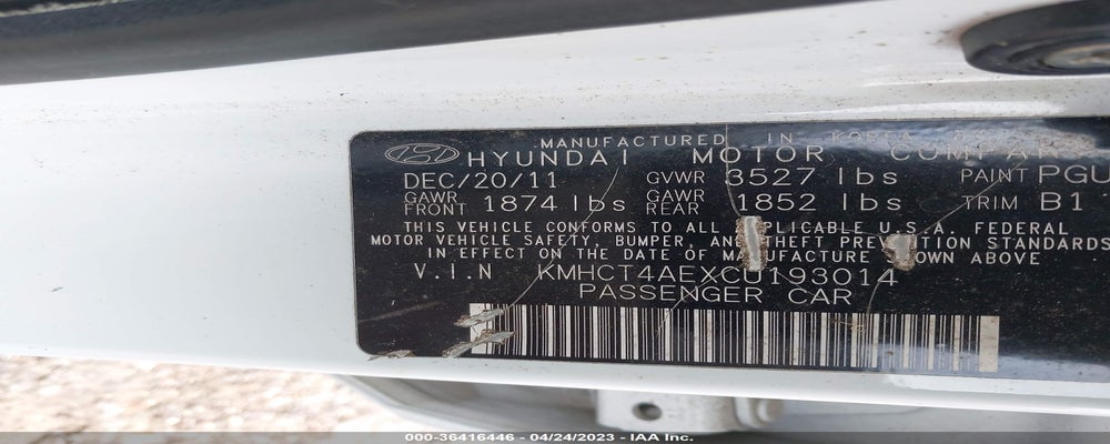 KMHCT4AEXCU193014 2012 HYUNDAI ACCENT photo no. 9