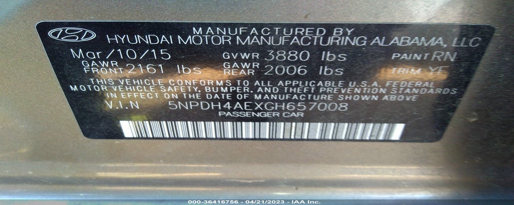 5NPDH4AEXGH657008 2016 HYUNDAI ELANTRA photo no. 9