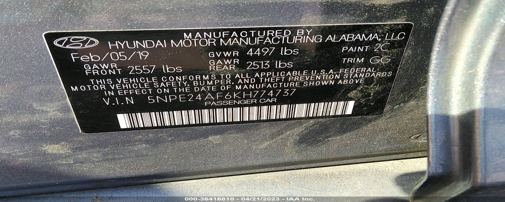 5NPE24AF6KH774737 2019 HYUNDAI SONATA photo no. 9