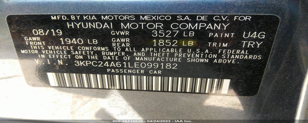 3KPC24A61LE099182 2020 HYUNDAI ACCENT photo no. 9