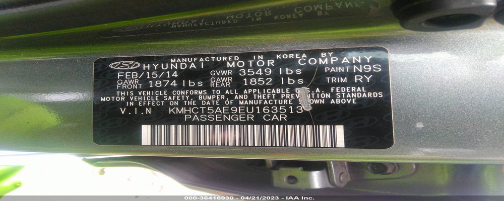 KMHCT5AE9EU163513 2014 HYUNDAI ACCENT photo no. 9