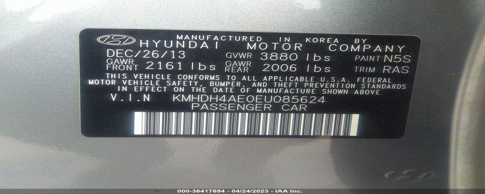 KMHDH4AE0EU085624 2014 HYUNDAI ELANTRA photo no. 9