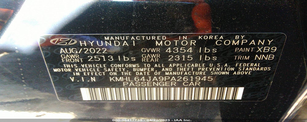 KMHL64JA9PA261945 2023 HYUNDAI SONATA photo no. 9