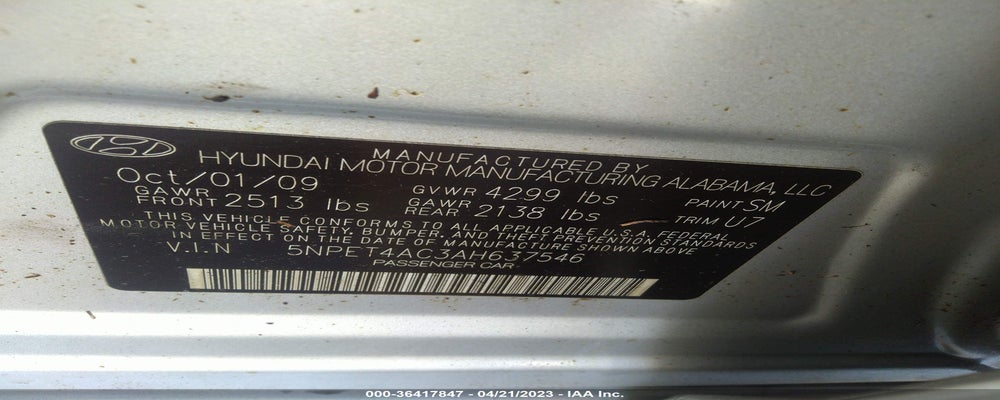 5NPET4AC3AH637546 2010 HYUNDAI SONATA photo no. 9