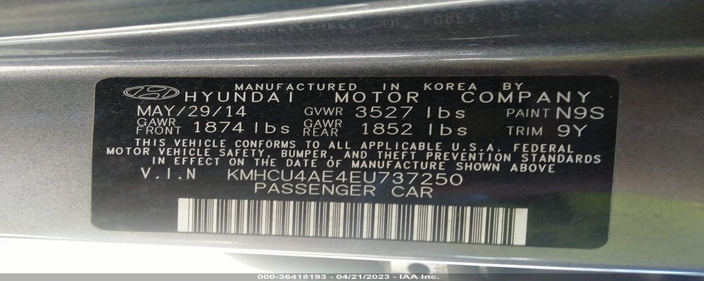 KMHCU4AE4EU737250 2014 HYUNDAI ACCENT photo no. 9