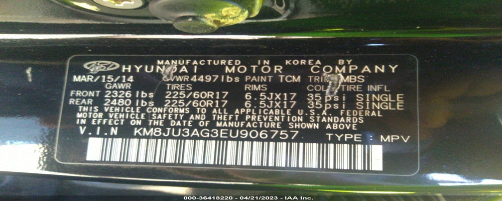 KM8JU3AG3EU906757 2014 HYUNDAI TUCSON photo no. 9
