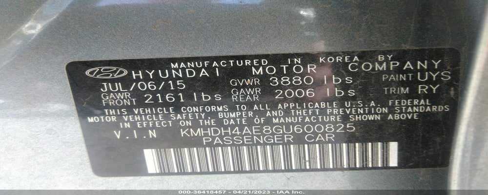 KMHDH4AE8GU600825 2016 HYUNDAI ELANTRA photo no. 9