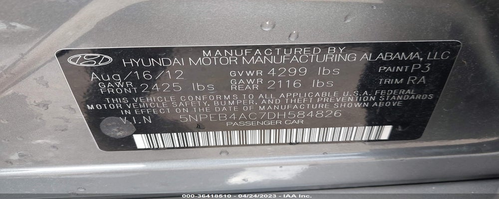 5NPEB4AC7DH584826 2013 HYUNDAI SONATA photo no. 9
