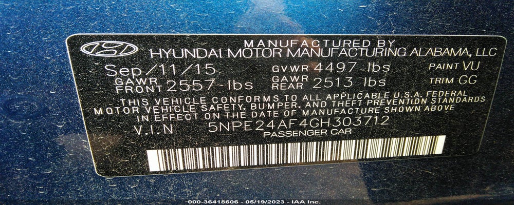 5NPE24AF4GH303712 2016 HYUNDAI SONATA photo no. 9
