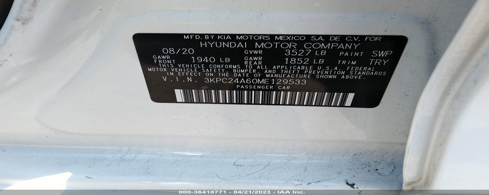 3KPC24A60ME129533 2021 HYUNDAI ACCENT photo no. 9