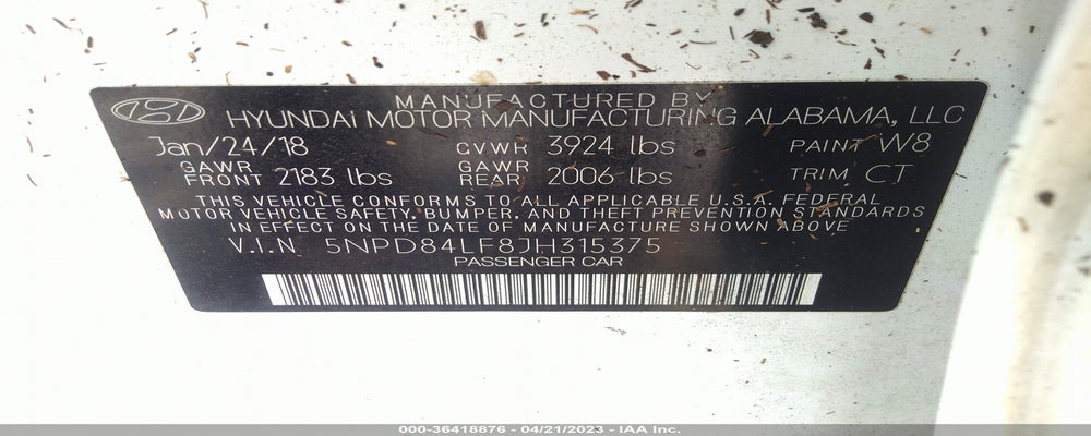 5NPD84LF8JH315375 2018 HYUNDAI ELANTRA photo no. 9