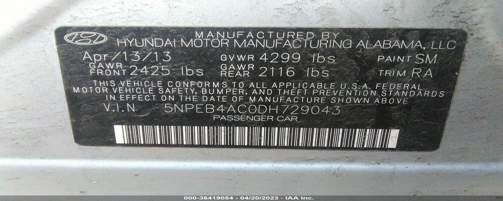 5NPEB4AC0DH729043 2013 HYUNDAI SONATA photo no. 9