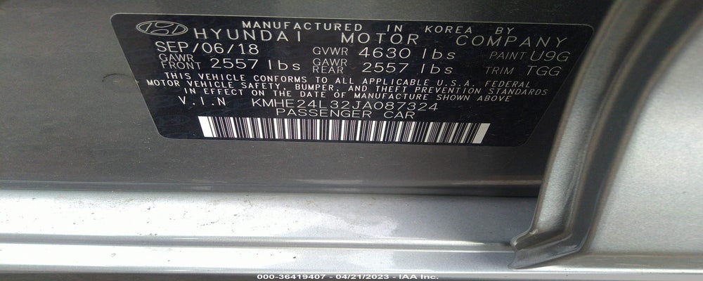 KMHE24L32JA087324 2018 HYUNDAI SONATA HYBRID photo no. 9