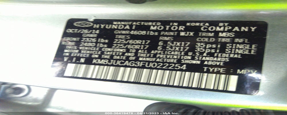 KM8JUCAG3FU022254 2015 HYUNDAI TUCSON photo no. 9