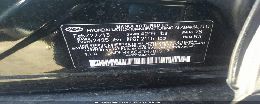 5NPEB4AC4DH701942 2013 HYUNDAI SONATA photo no. 9
