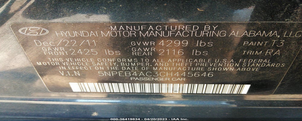 5NPEB4AC3CH445646 2012 HYUNDAI SONATA photo no. 9