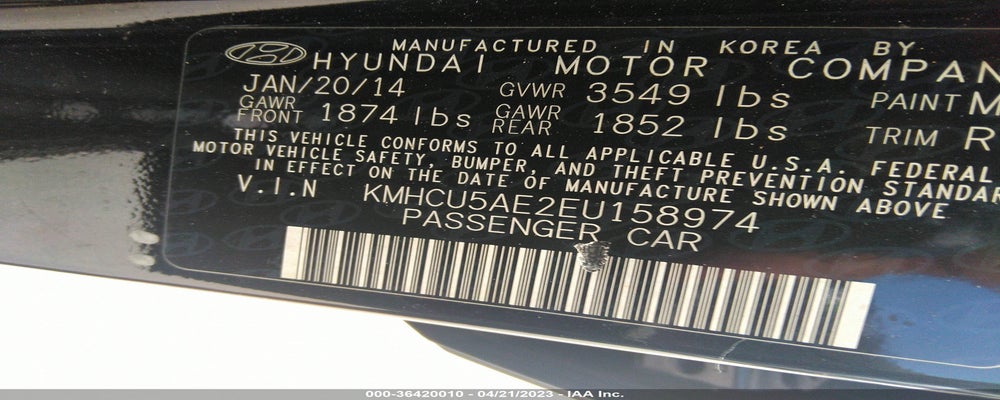 KMHCU5AE2EU158974 2014 HYUNDAI ACCENT photo no. 9