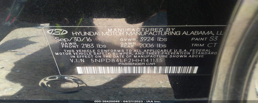 5NPD84LF2HH141135 2017 HYUNDAI ELANTRA photo no. 9