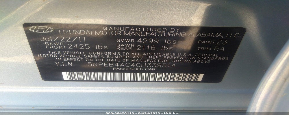 5NPEB4AC4CH339514 2012 HYUNDAI SONATA photo no. 9