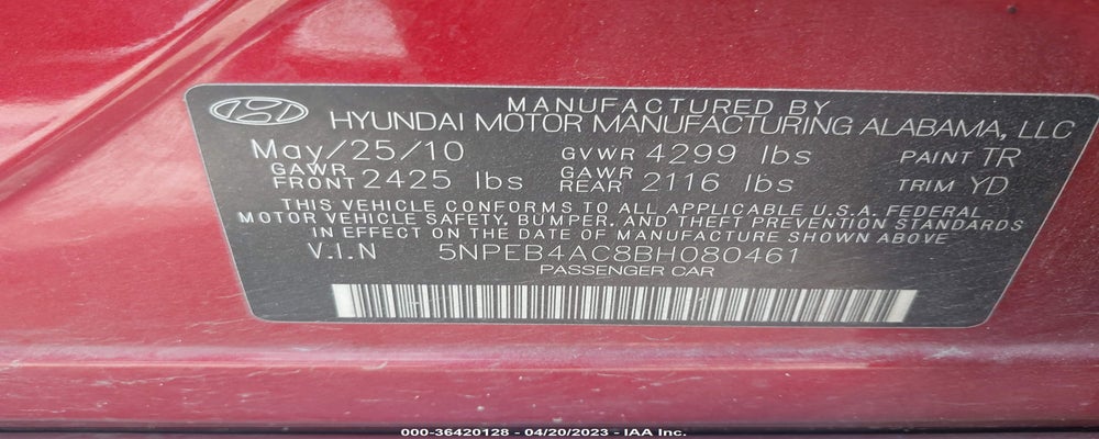 5NPEB4AC8BH080461 2011 HYUNDAI SONATA photo no. 9
