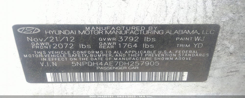 5NPDH4AE7DH257905 2013 HYUNDAI ELANTRA photo no. 9