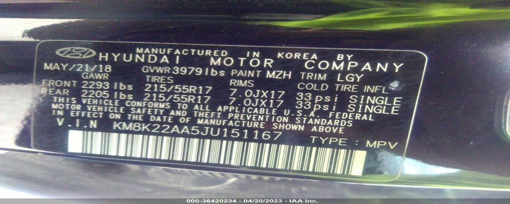 KM8K22AA5JU151167 2018 HYUNDAI KONA photo no. 9
