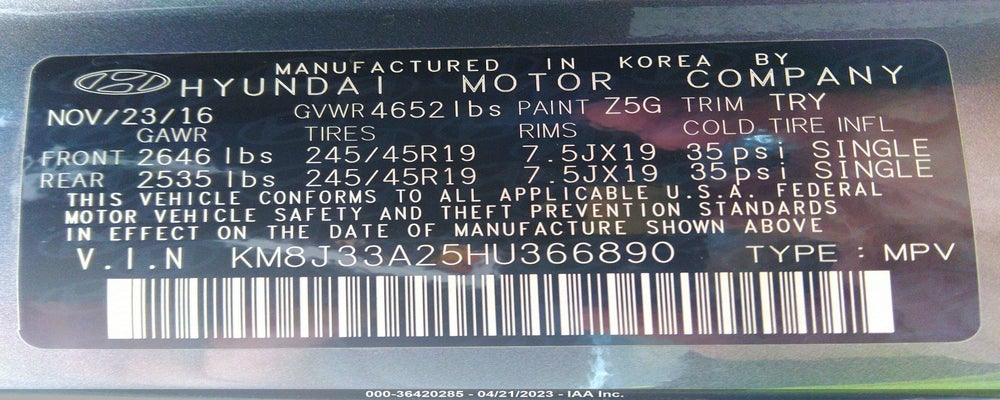KM8J33A25HU366890 2017 HYUNDAI TUCSON photo no. 9