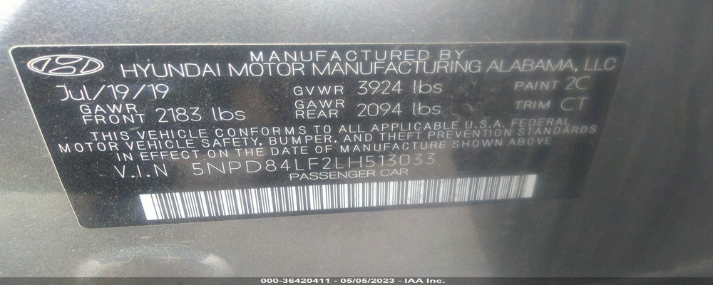 5NPD84LF2LH513033 2020 HYUNDAI ELANTRA photo no. 9