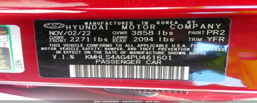 KMHLS4AG4PU461601 2023 HYUNDAI ELANTRA photo no. 9