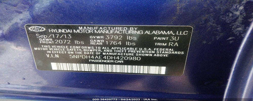 5NPDH4AE4DH420980 2013 HYUNDAI ELANTRA photo no. 9