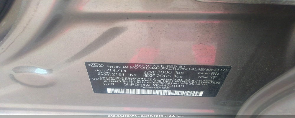 5NPDH4AEXEH473040 2014 HYUNDAI ELANTRA photo no. 9