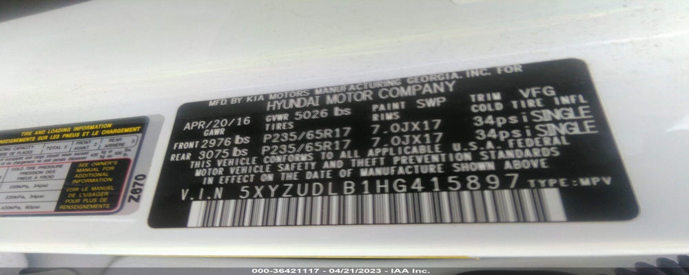 5XYZUDLB1HG415897 2017 HYUNDAI SANTA FE SPORT photo no. 9