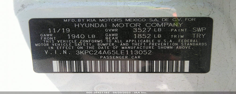 3KPC24A65LE113052 2020 HYUNDAI ACCENT photo no. 9