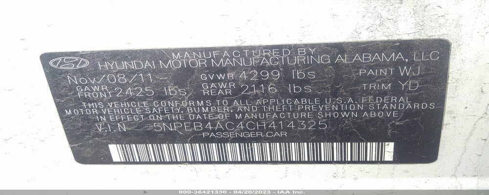 5NPEB4AC4CH414325 2012 HYUNDAI SONATA photo no. 9